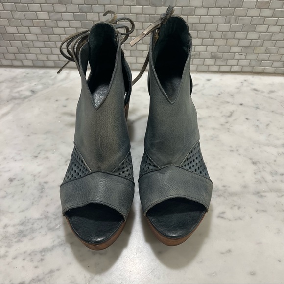 FREE PEOPLE wood heel tie bootie heels - Picture 10 of 12